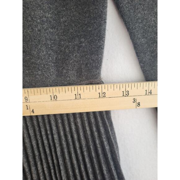 Theory Pleated Long Sleeve Sweater Dress Small Gray Wool Flannel Office Neutral - Picture 13 of 15